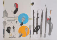 "Rotkappe" 2015, 50 x 70cm, mixed media auf Papier