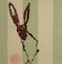 "Der Hase" 2012, 42 x 43cm, mixed media auf Tapete